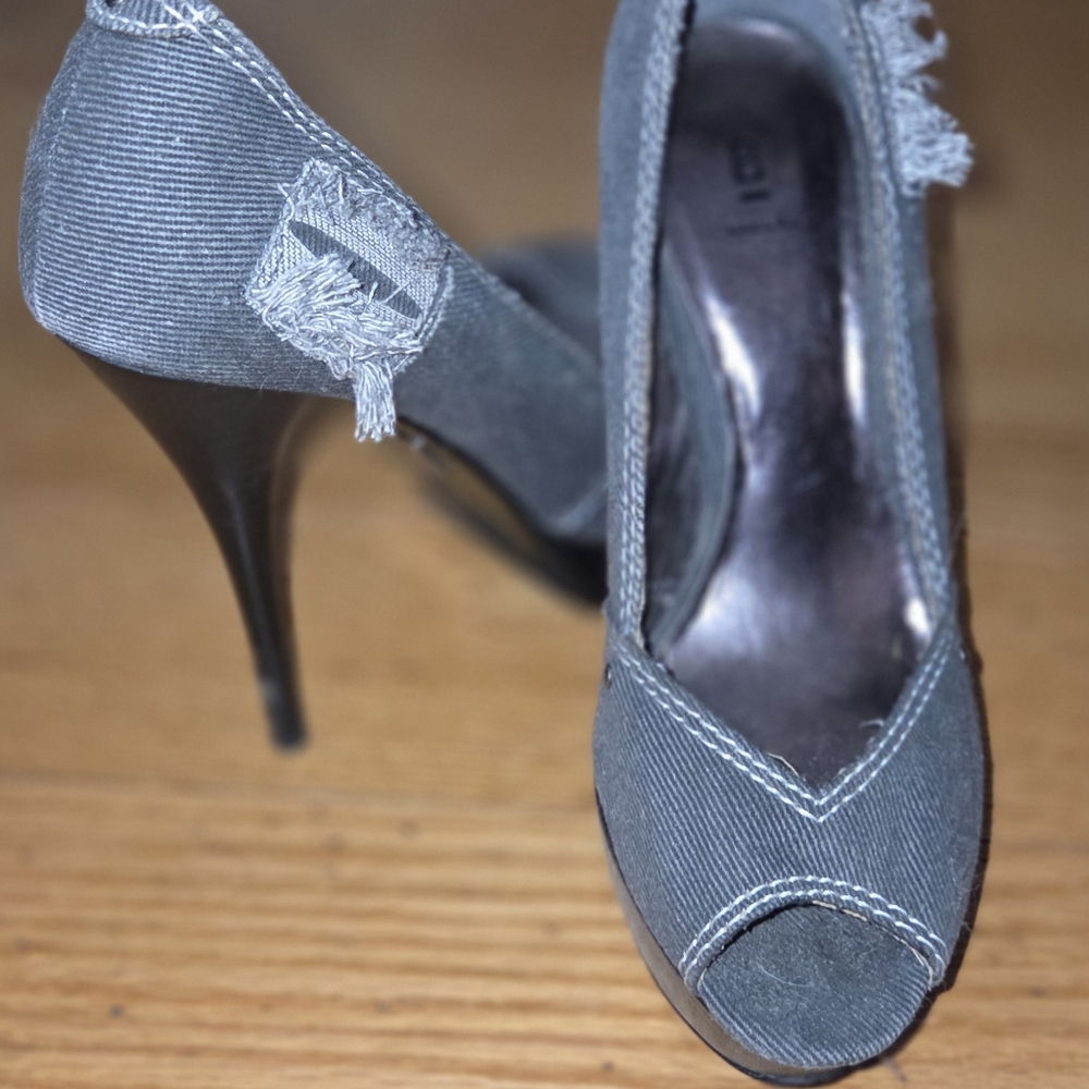 Bakers Denim Peep-Toe Heels